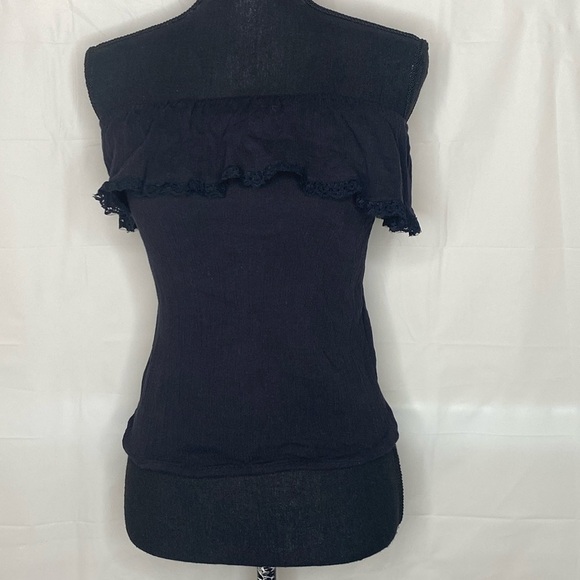 Royal Love Tops - Royal Love Off The Shoulder Ruffled Lace Trim Cropped Top Size M